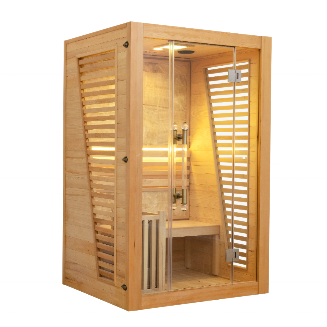 SAUNA EVOLUTION® Commercial Red Cedar Hemlock Indoor Steam Sauna Room Glass 01