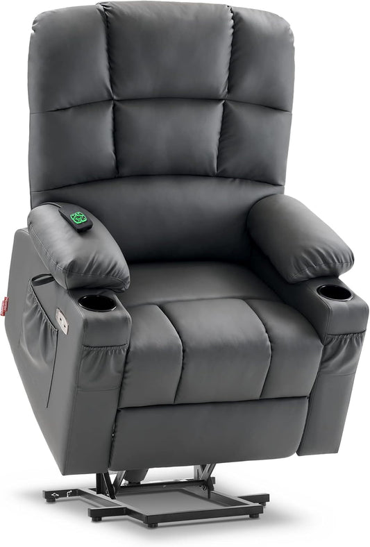 Large Lay Flat Dual Motor Power Lift Recliner Chair Sofa with Massage and Heat