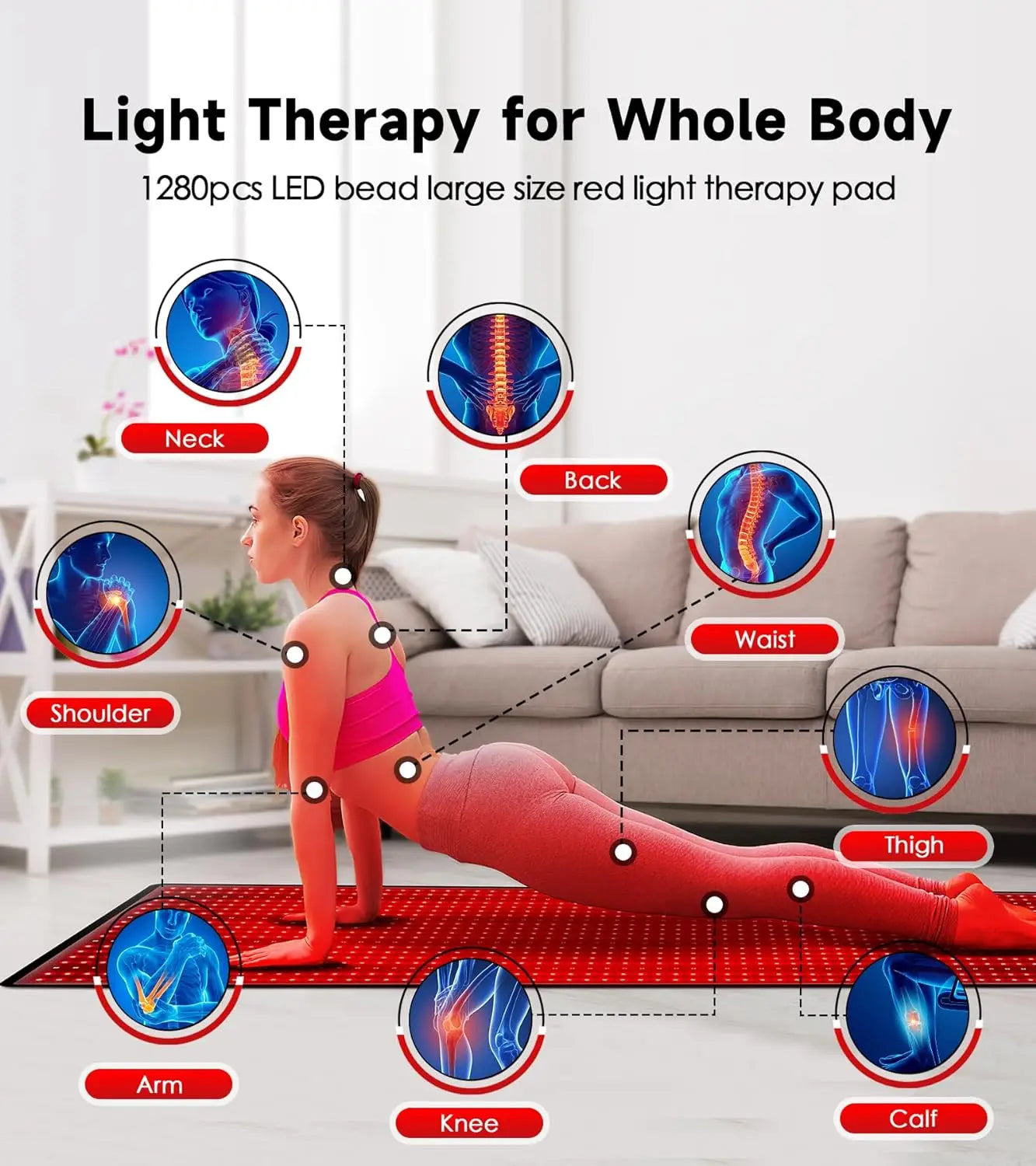 Full Body Red Light Therapy Mat – 1280 LEDs | 660nm + 850nm | 71" × 31"