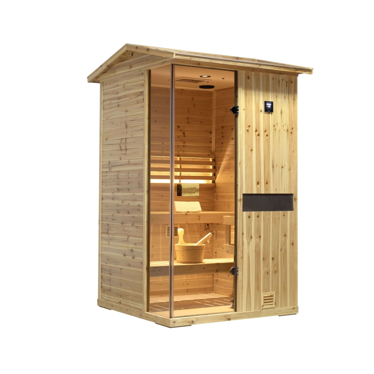 Thermora Premium 2-Person Outdoor Wooden Steam Sauna Room With Smart Control Panel And Bluetooth Audio (SAK52918)