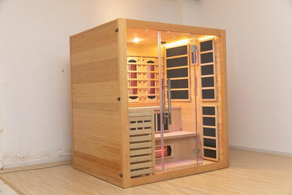 SAUNA EVOLUTION® Double Layer Bench Steam and Infrared Indoor Sauna Room Dual System 07