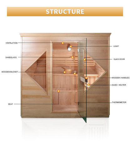 SAUNA EVOLUTION®  Indoor Luxury Traditional Wood Spa Dry Sauna Room Glass 06