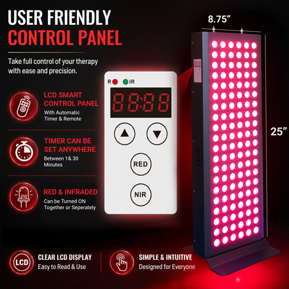 EXESAS 600W Red Light Therapy Panel – 120 Dual-Chip LEDs, 4 Wavelengths