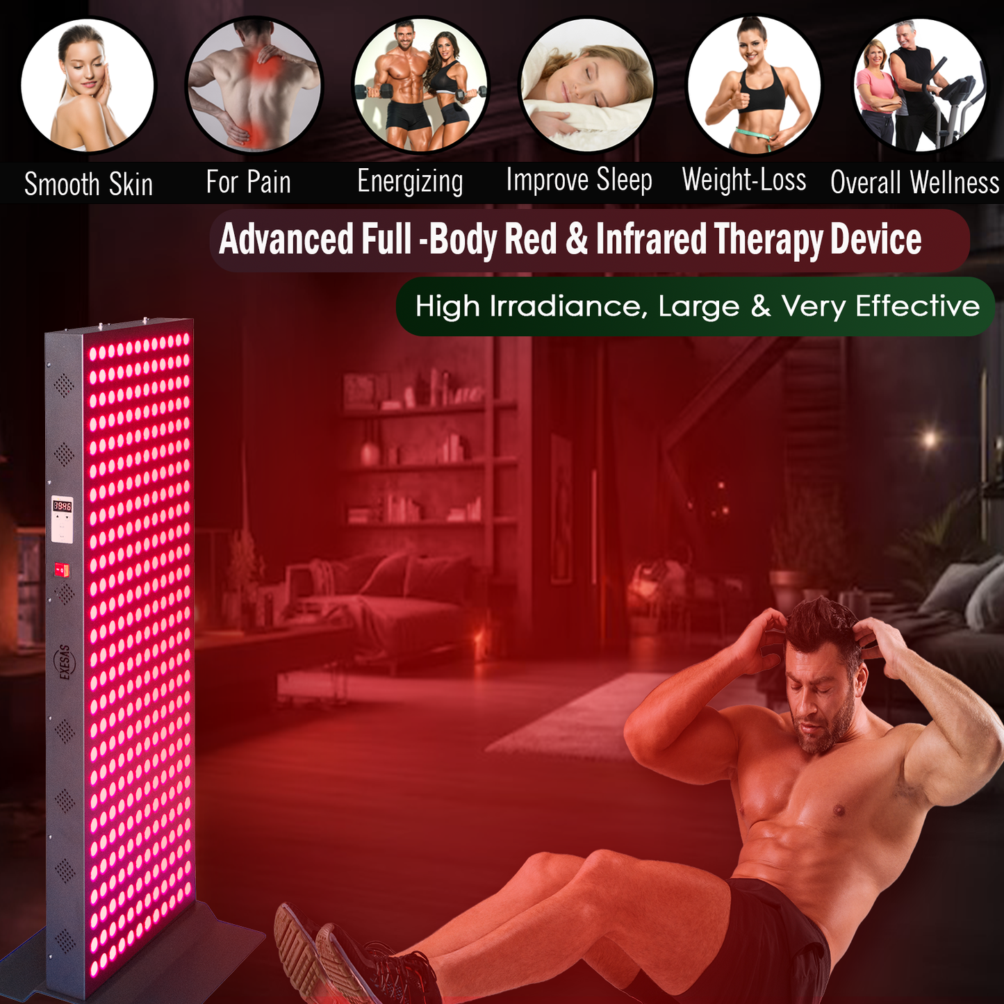 EXESAS 1620W Red Light Therapy Panel – 324 LED