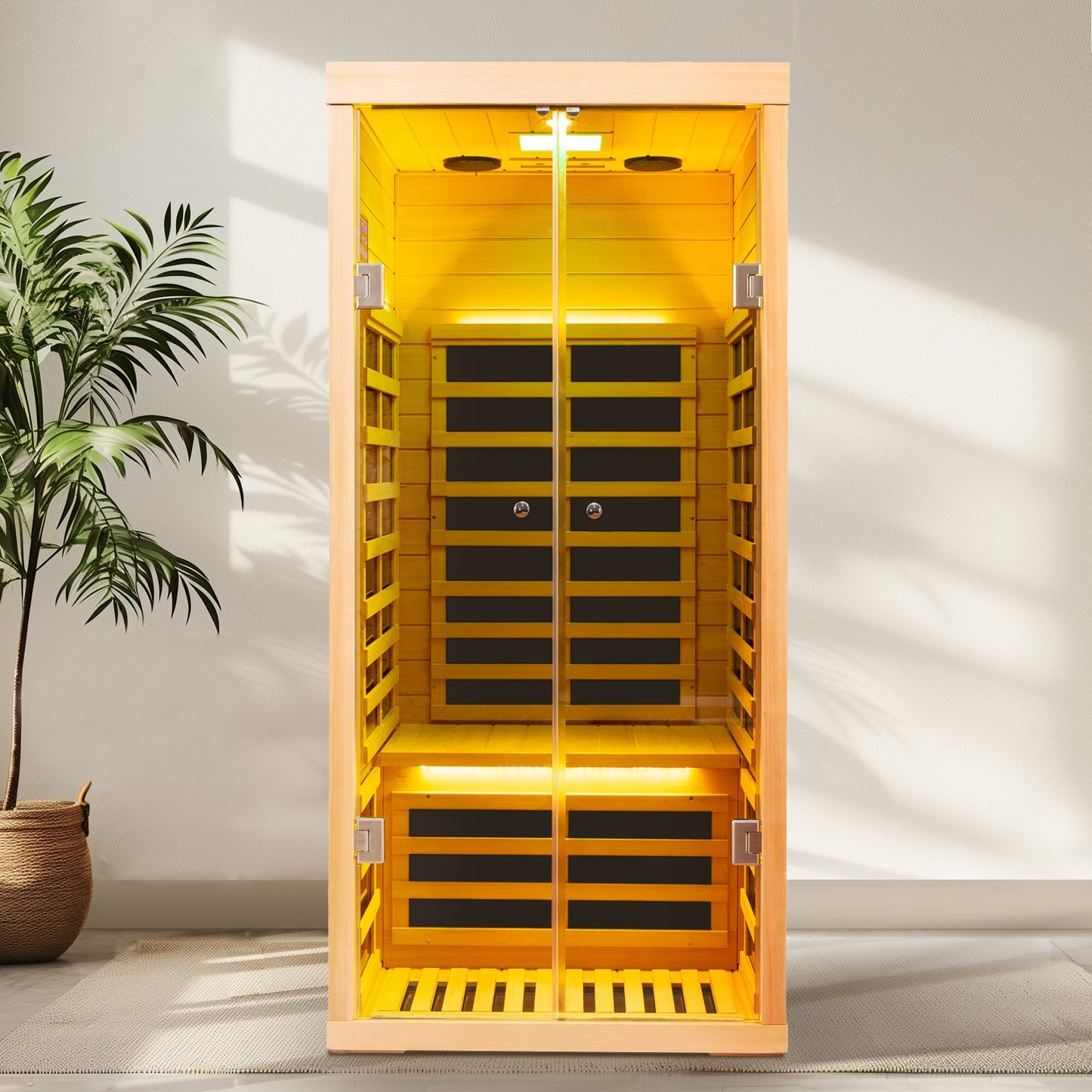 Infrared Sauna with Glass Doors for 1