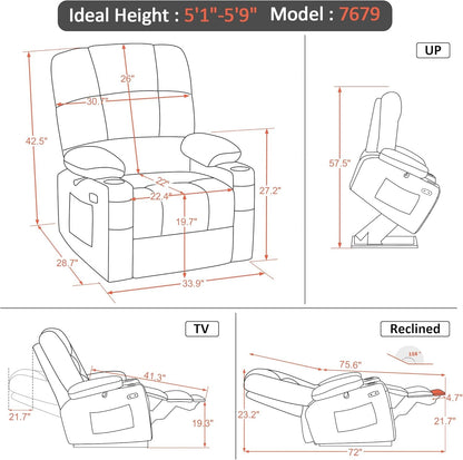 Dual Motor Power Lift Recliner Chair with Massage and Heat