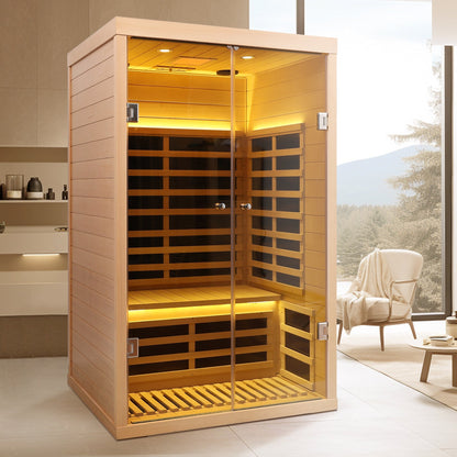 Infrared Sauna Room with Glass Doors for 2