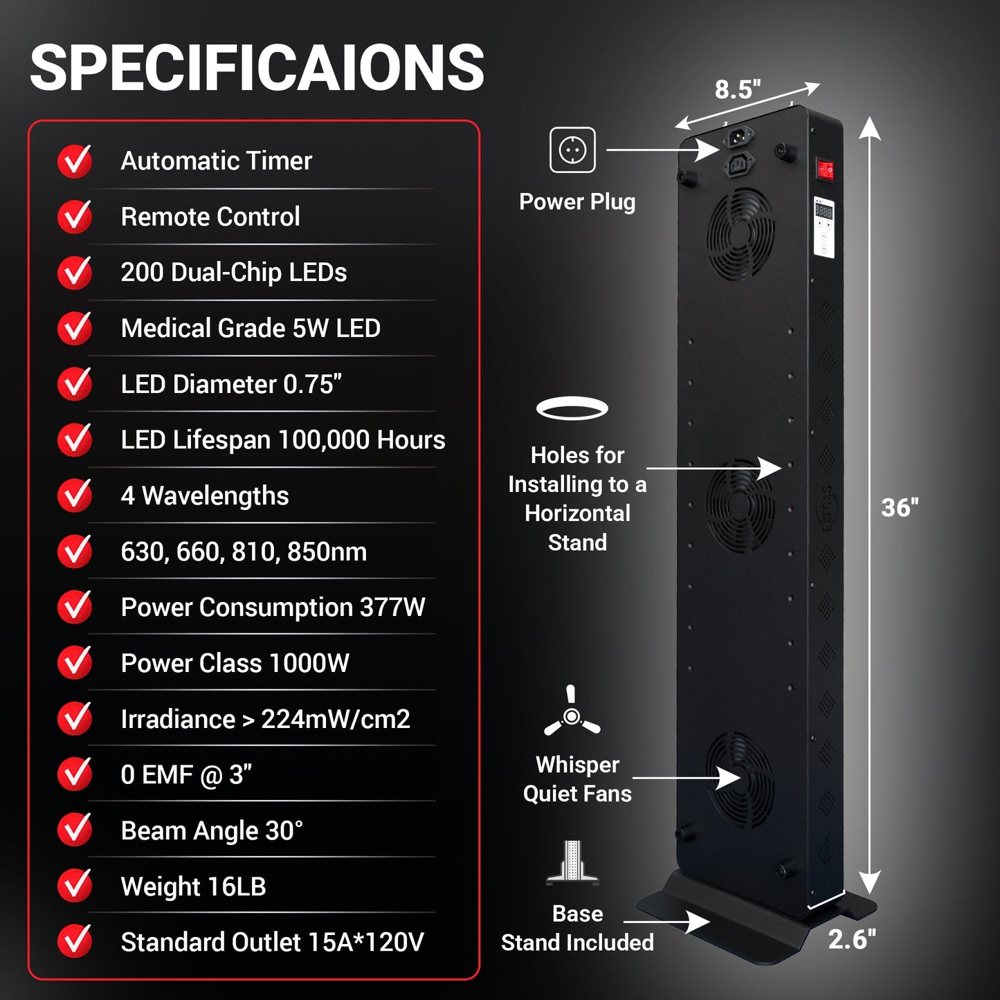 EXESAS 1000W Red Light Therapy Panel – 200 LED
