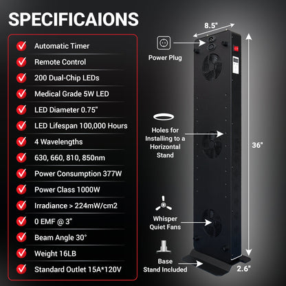 EXESAS 1000W Red Light Therapy Panel – 200 LED