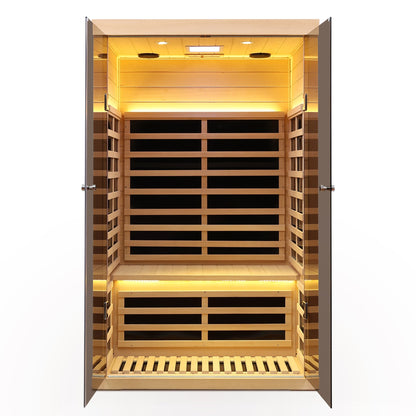 Infrared Sauna Room with Glass Doors for 2