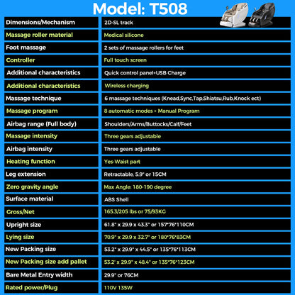 WANKO Bliss SL-Track Zero Gravity Full Body Recliner Massage Chair