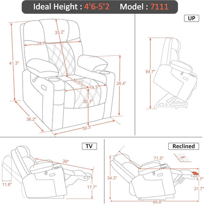 Small Size Power Lift Recliner Chair Sofa with Massage and Dual