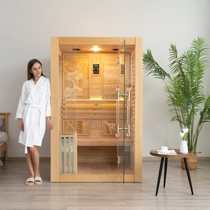 SAUNA EVOLUTION®  Commercial Red Cedar Hemlock Indoor Steam Sauna Room Glass 01