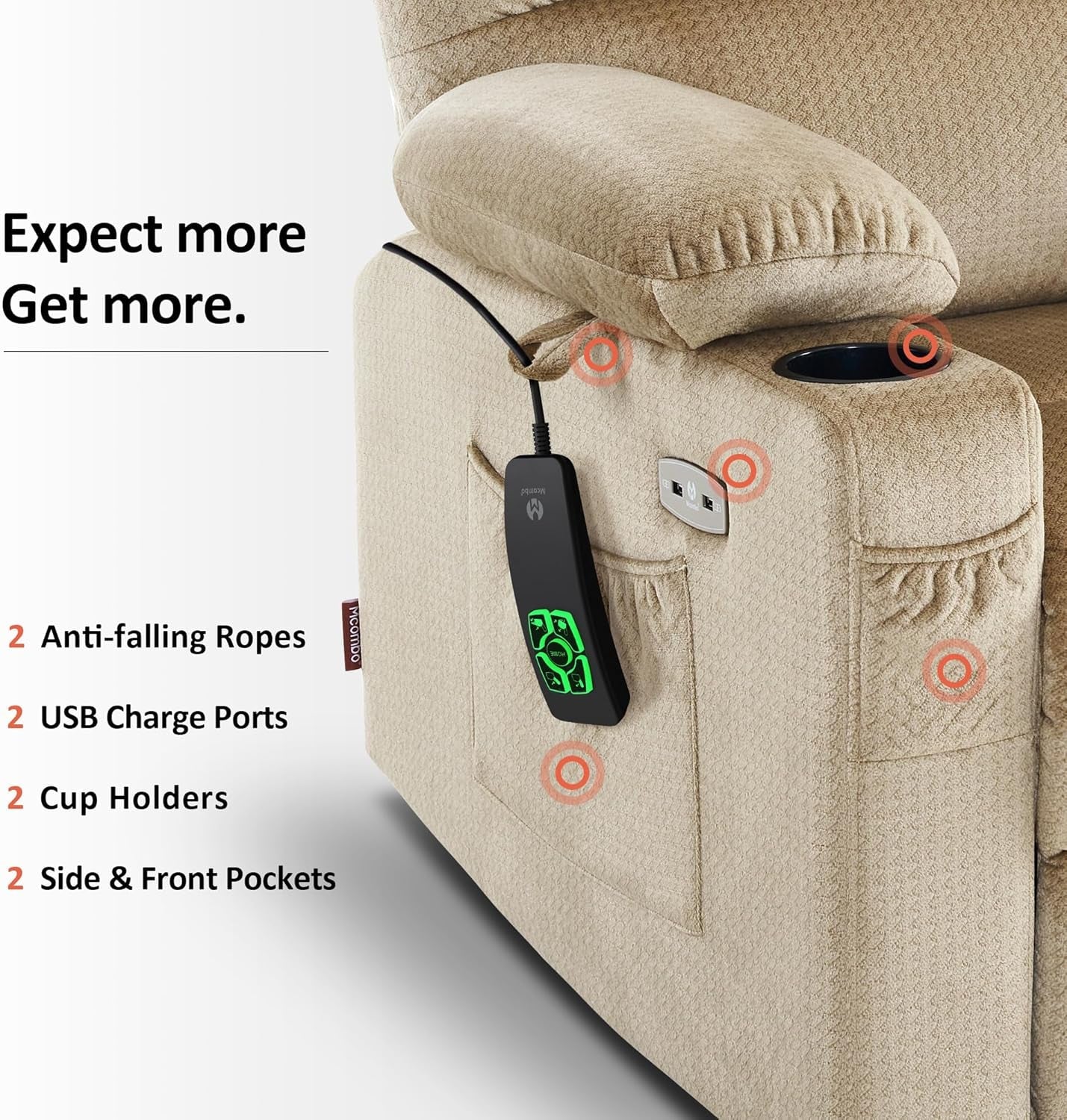 Dual Motor Power Lift Recliner Chair with Massage and Heat