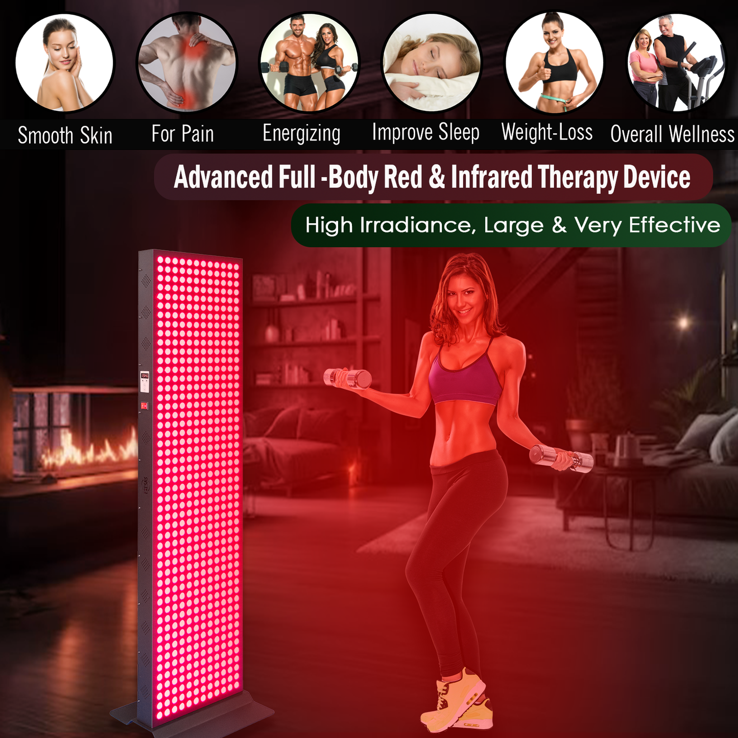 EXESAS 3000W Red Light Therapy Panel – 600 LED