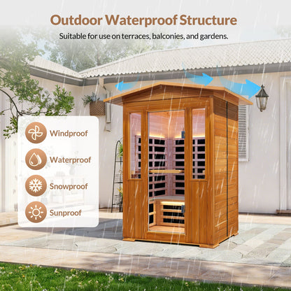 Outdoor Infrared Sauna Room for 2 (Red Cedar)