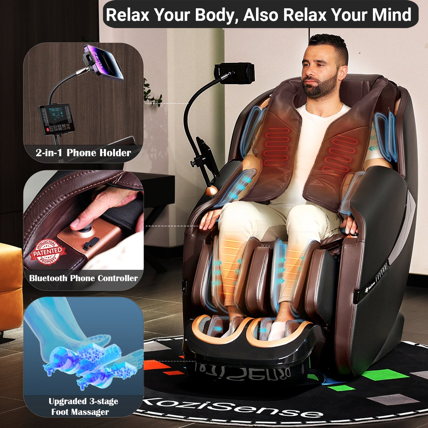 KoziSense A18 Massage Chair (Black/Brown)