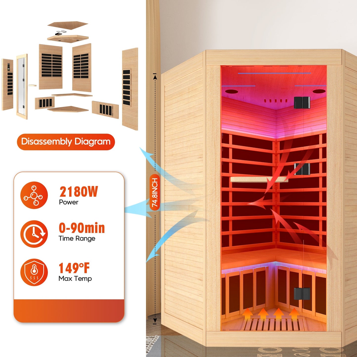 Infrared Sauna Room for 2 (Pentagon)