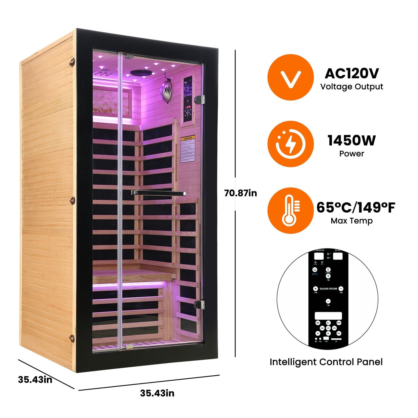 Infrared Sauna for 1 (Starry Sky Lighting)