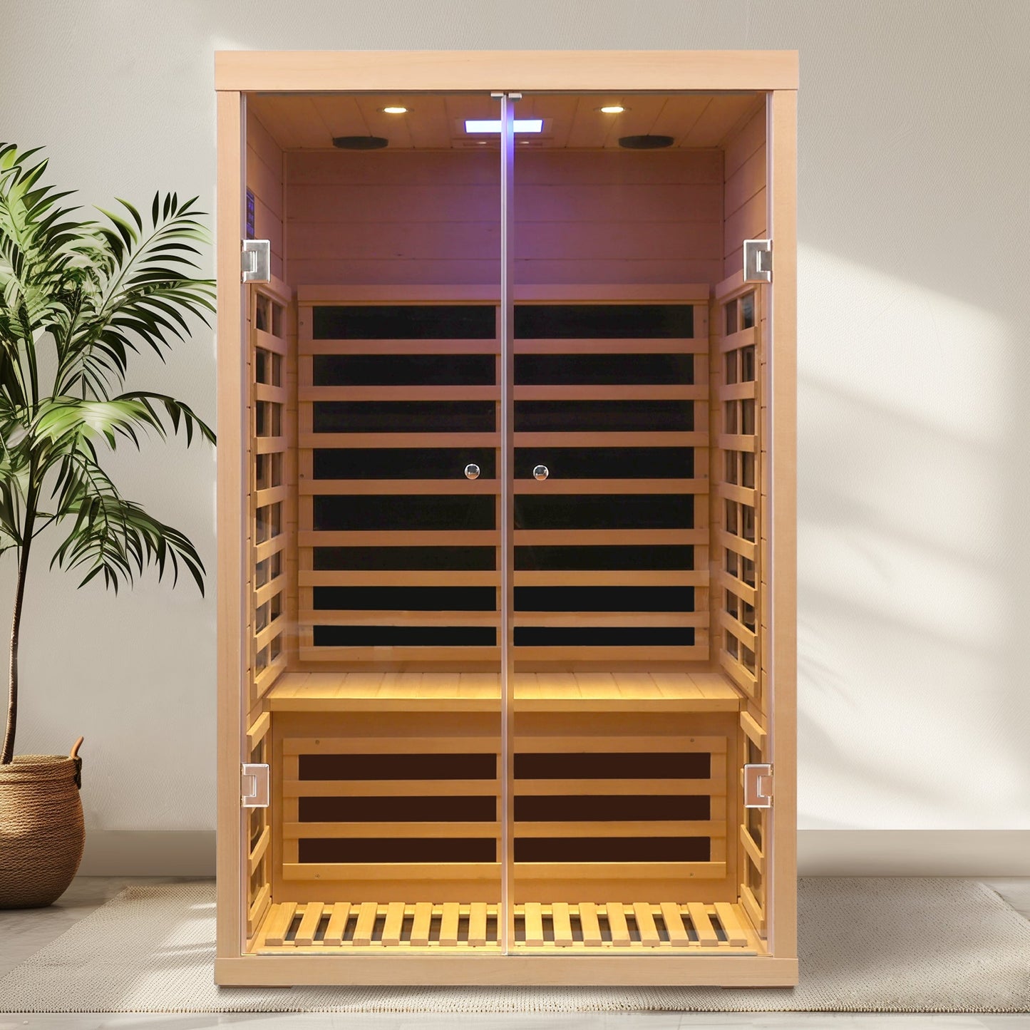 Infrared Sauna Room with Glass Doors for 2