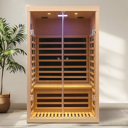 Infrared Sauna Room with Glass Doors for 2