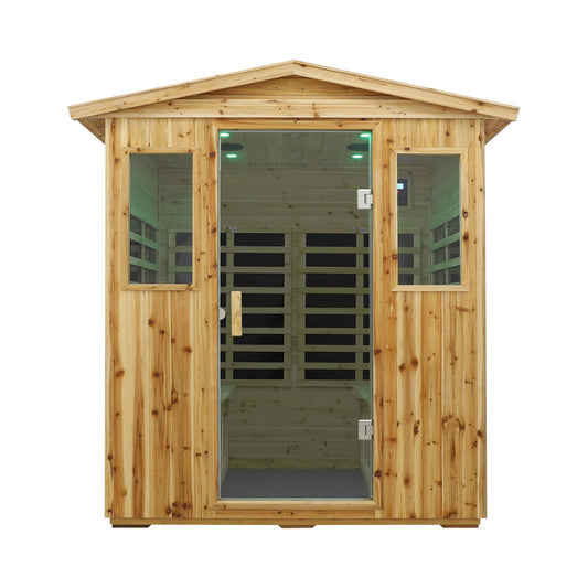 Thermora Deluxe 4-Person Outdoor Infrared Hemlock Sauna With Bluetooth Speakers & LED Lighting (SAK96371)