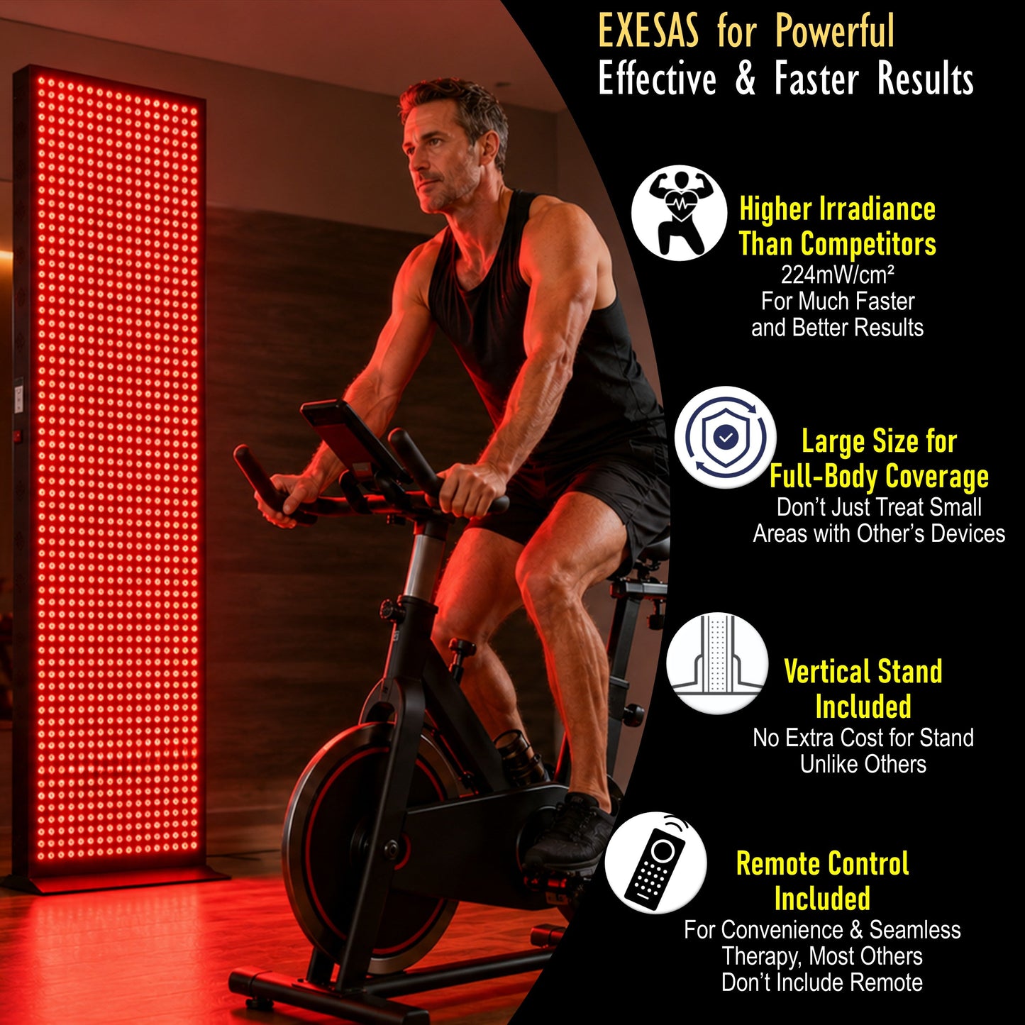 EXESAS 4000W Full Body Red Light Therapy Panel – 800 LEDs | 4 Wavelengths
