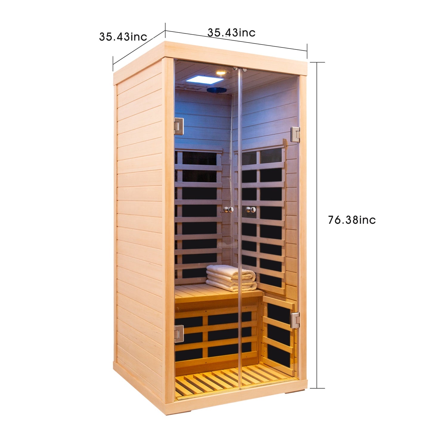 Infrared Sauna with Glass Doors for 1