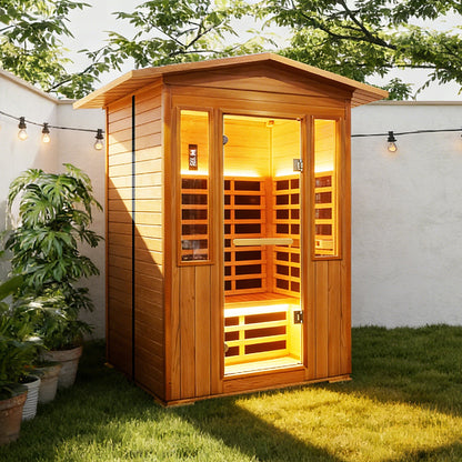 Outdoor Infrared Sauna Room for 2 (Red Cedar)
