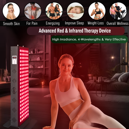 EXESAS 600W Red Light Therapy Panel – 120 Dual-Chip LEDs, 4 Wavelengths