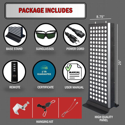EXESAS 600W Red Light Therapy Panel – 120 Dual-Chip LEDs, 4 Wavelengths