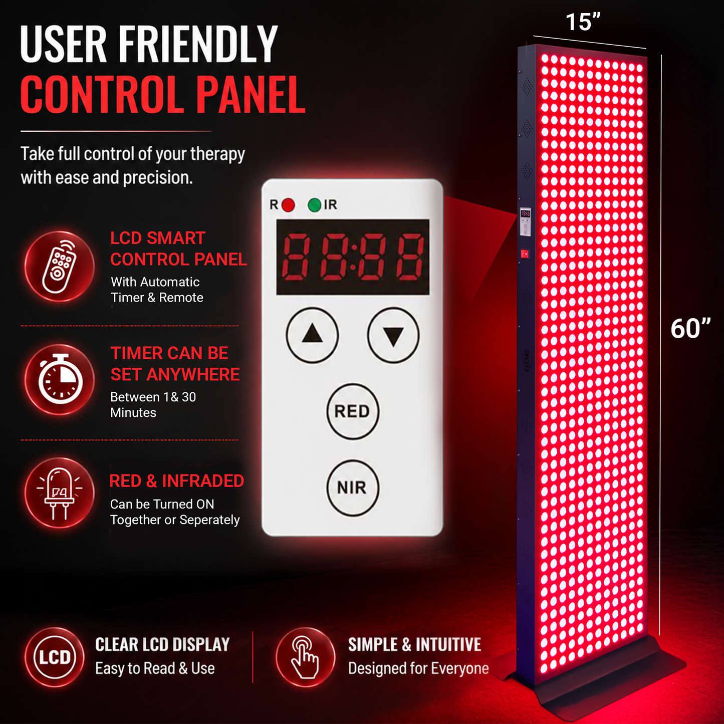 EXESAS 3000W Red Light Therapy Panel – 600 LED