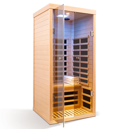 Infrared Sauna with Glass Doors for 1