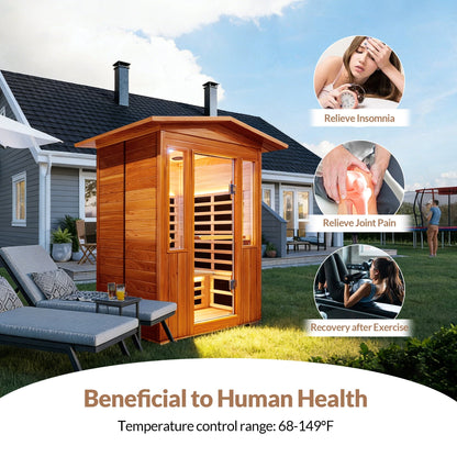 Outdoor Infrared Sauna Room for 2 (Red Cedar)
