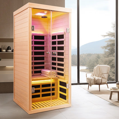 Infrared Sauna with Glass Doors for 1