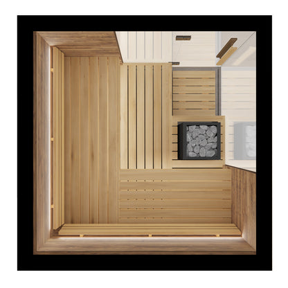 Thermasol Astra - Glass and Wood Panel Corner Layout, 3-4 Person, Indoor Sauna