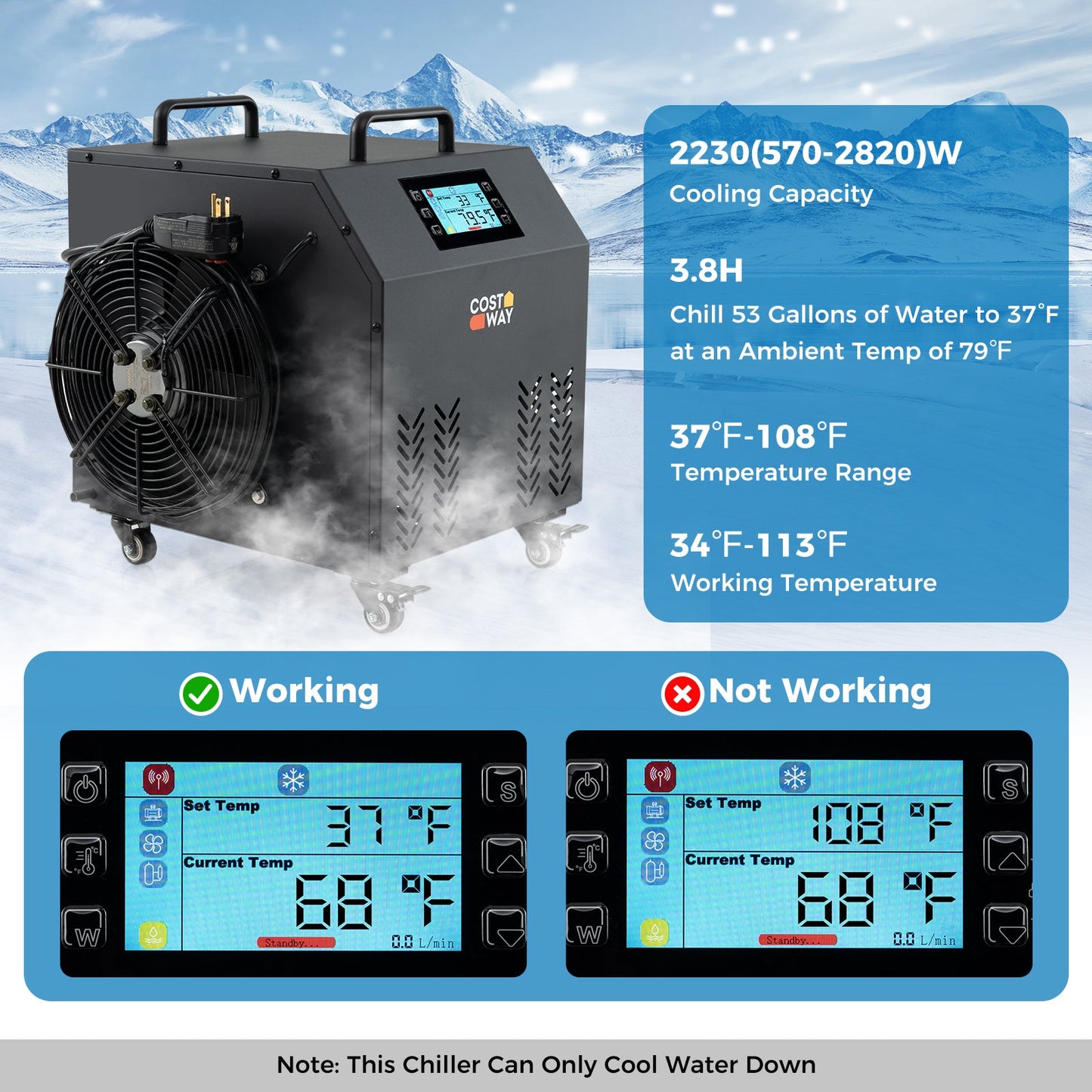 4/5 HP Ice Bath Water Chiller - Black
