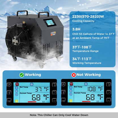 4/5 HP Ice Bath Water Chiller - Black