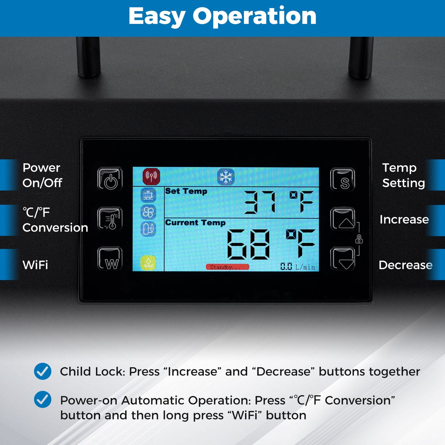 4/5 HP Ice Bath Water Chiller - Black