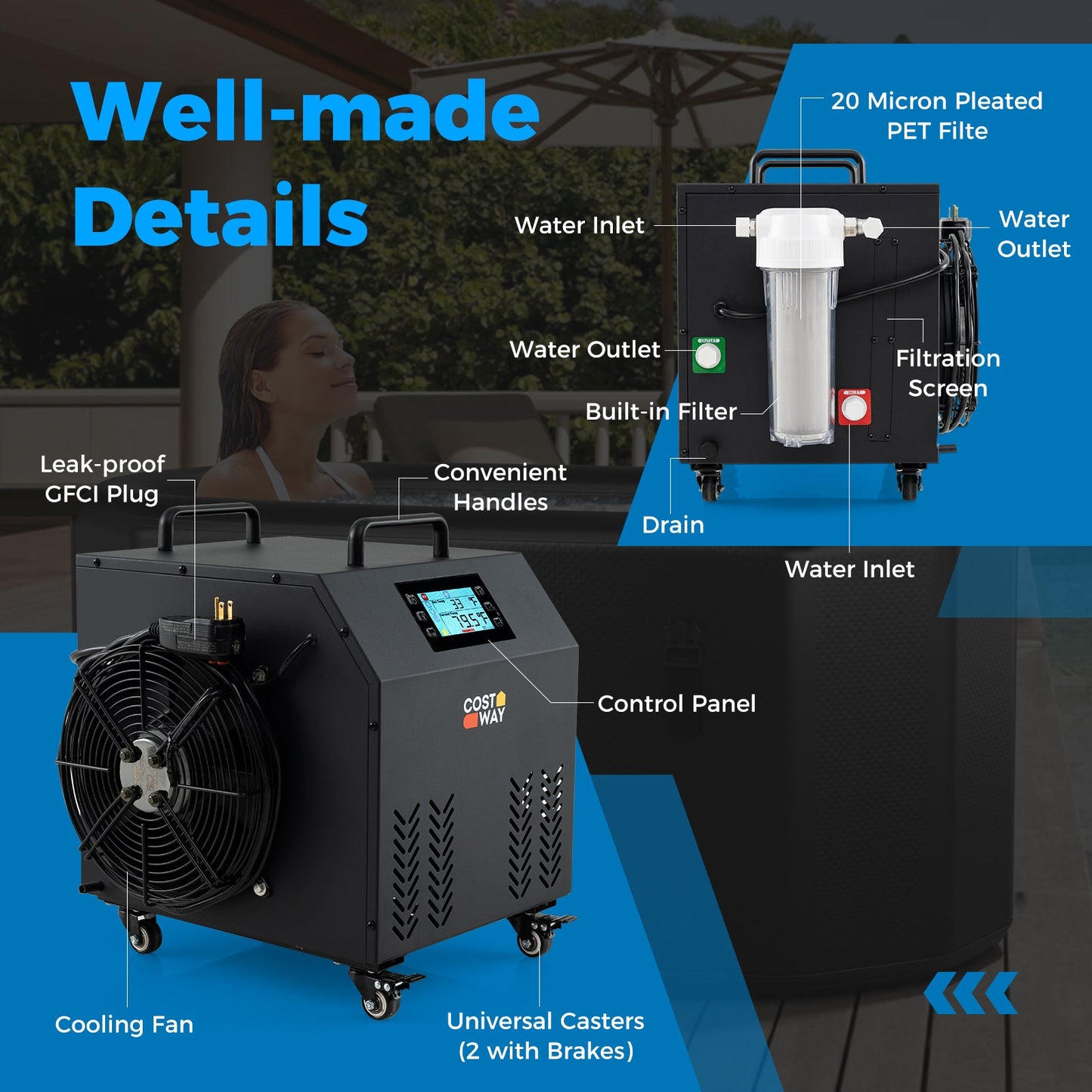 4/5 HP Ice Bath Water Chiller - Black