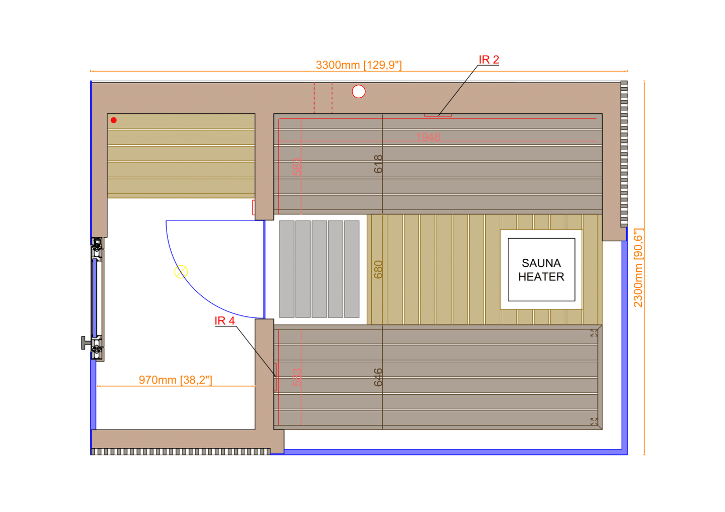 Thermasol Ombra - Lapacho Wood, 4-6 Person, Outdoor Sauna