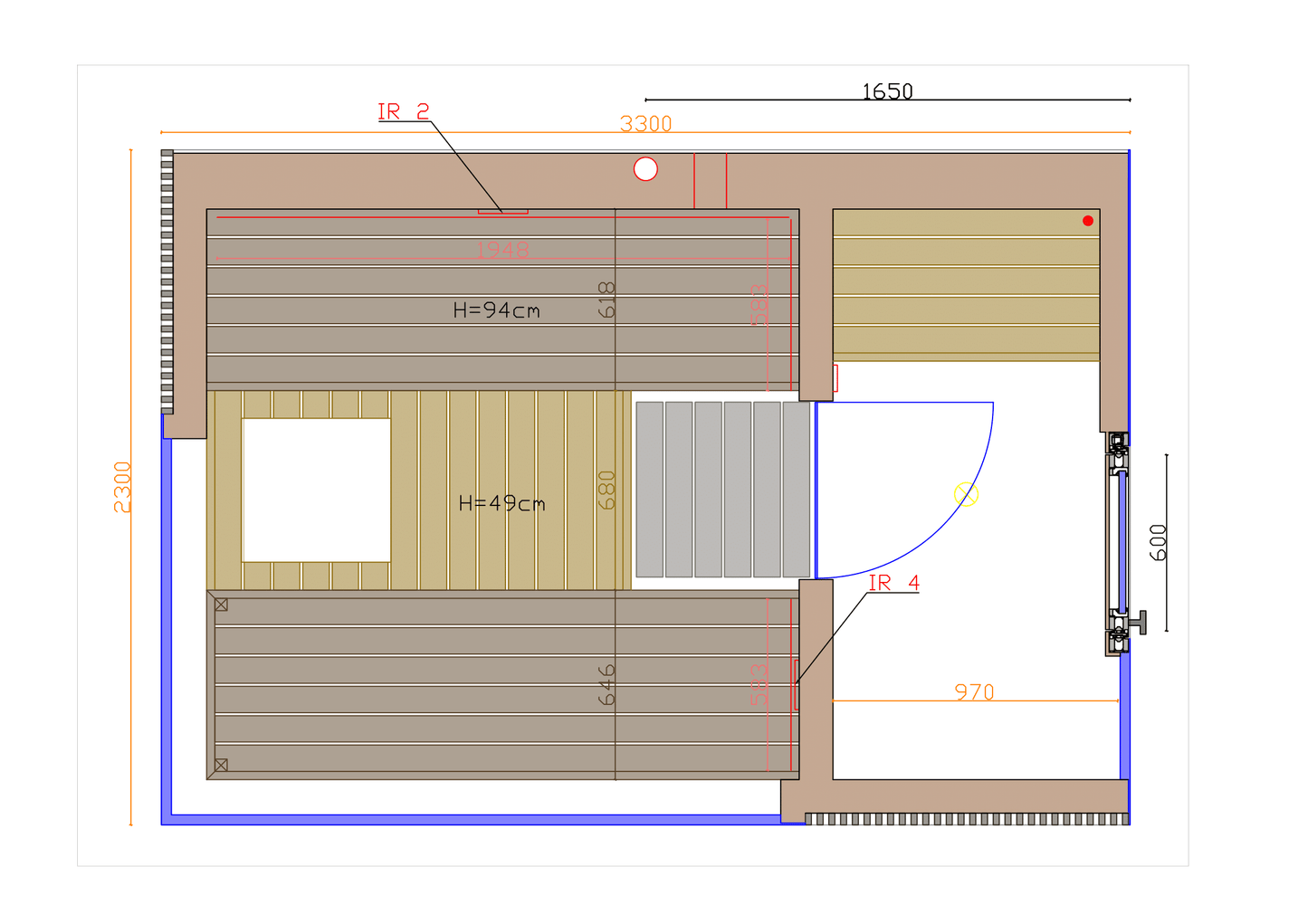 Thermasol Ombra - Lapacho Wood, 4-6 Person, Outdoor Sauna
