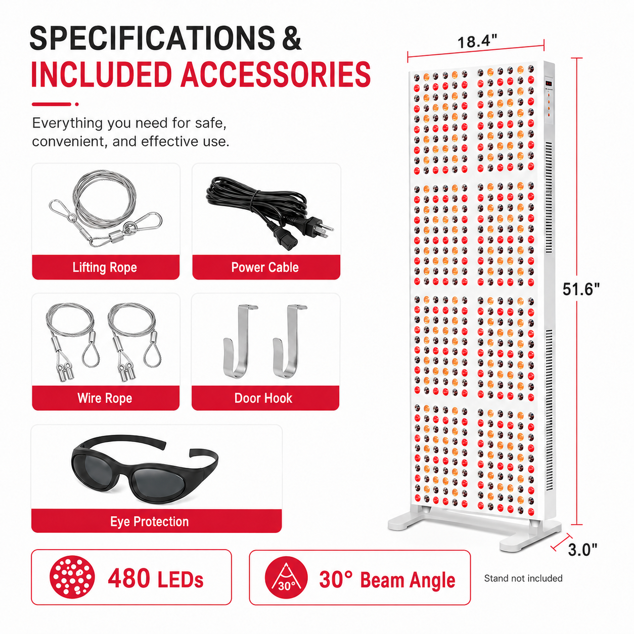 Full Body Red Light Therapy Panel – 2400W | 5 Wavelengths | 480 LEDs