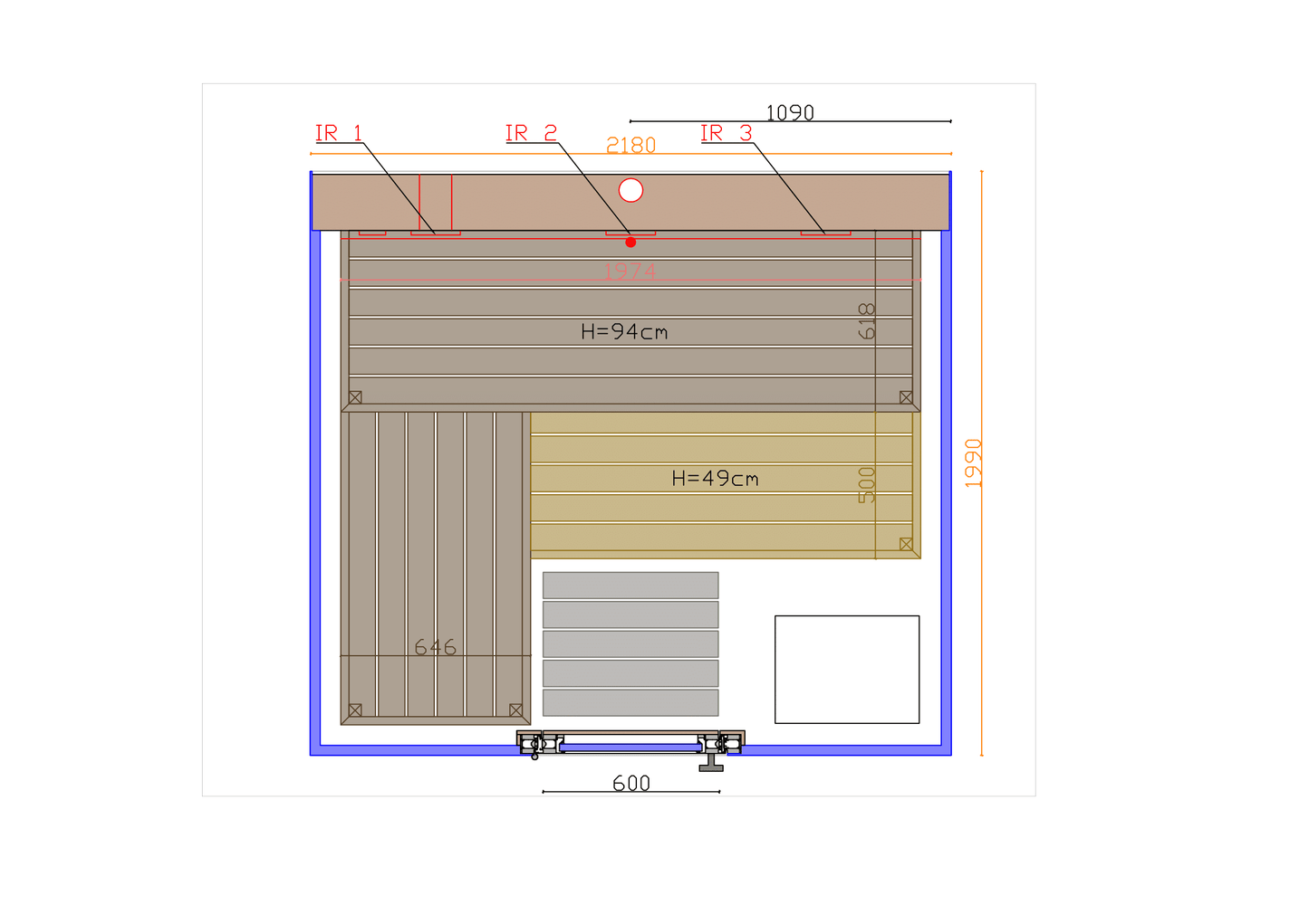 Thermasol Vue - Front Panoramic Glass, 3-4 Person, Outdoor Sauna