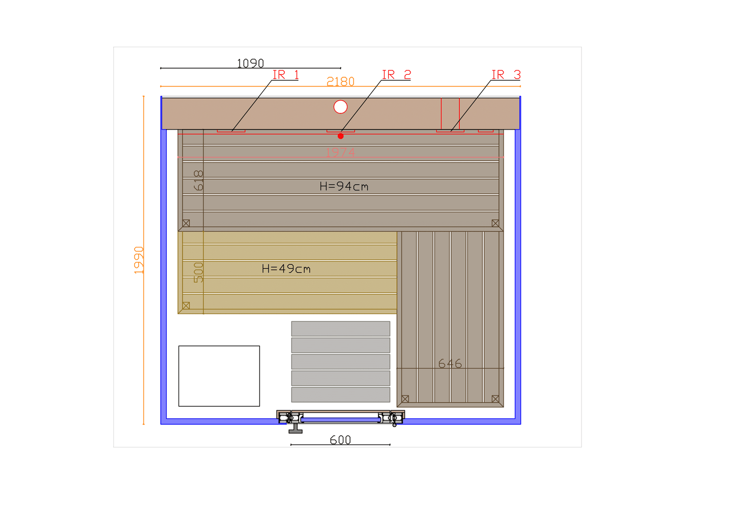 Thermasol Vue - Front Panoramic Glass, 3-4 Person, Outdoor Sauna