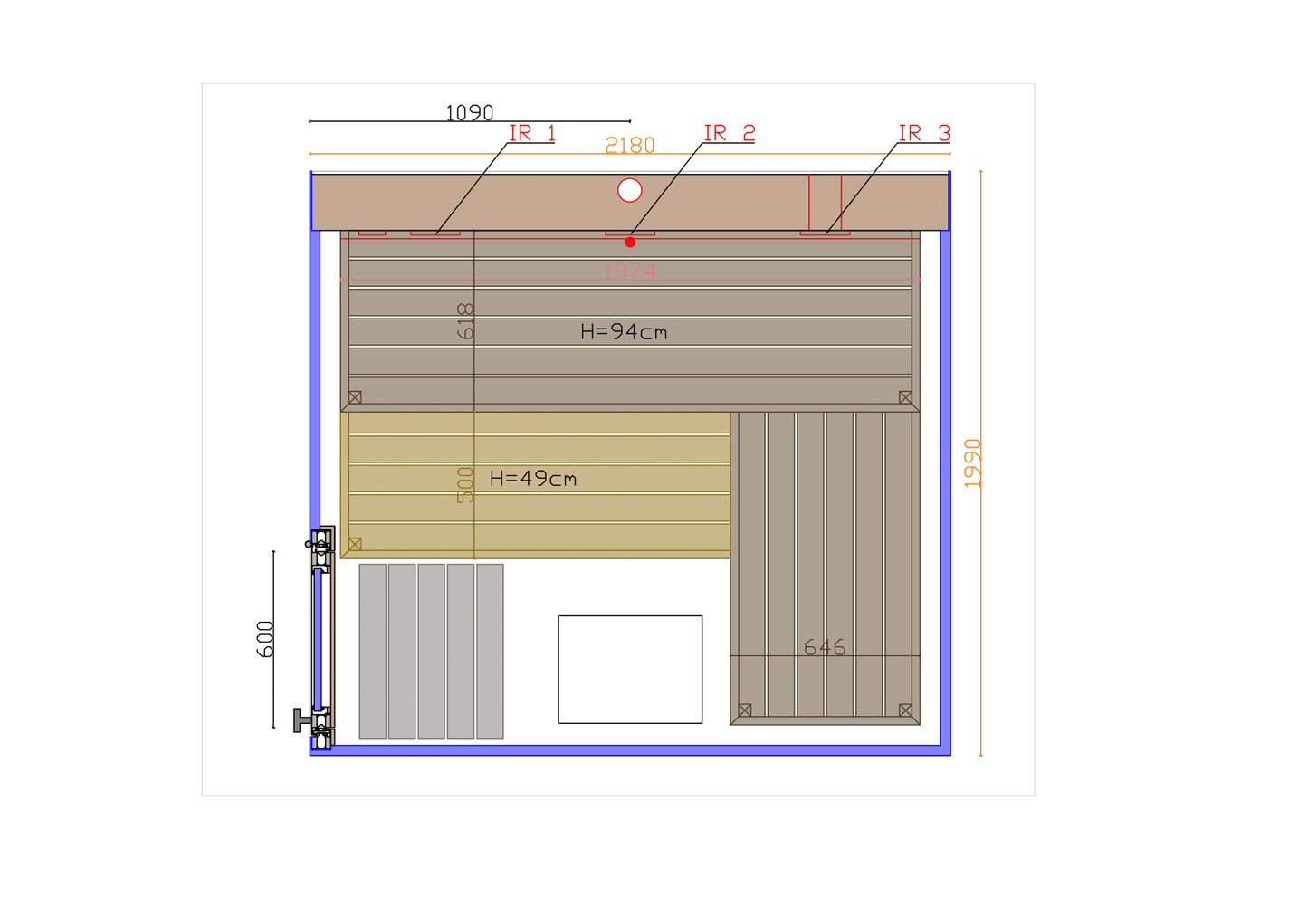 Thermasol Vue - Front Panoramic Glass, 3-4 Person, Outdoor Sauna