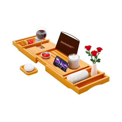 SAUNA EVOLUTION®  Natural Bamboo Bathtub Caddy