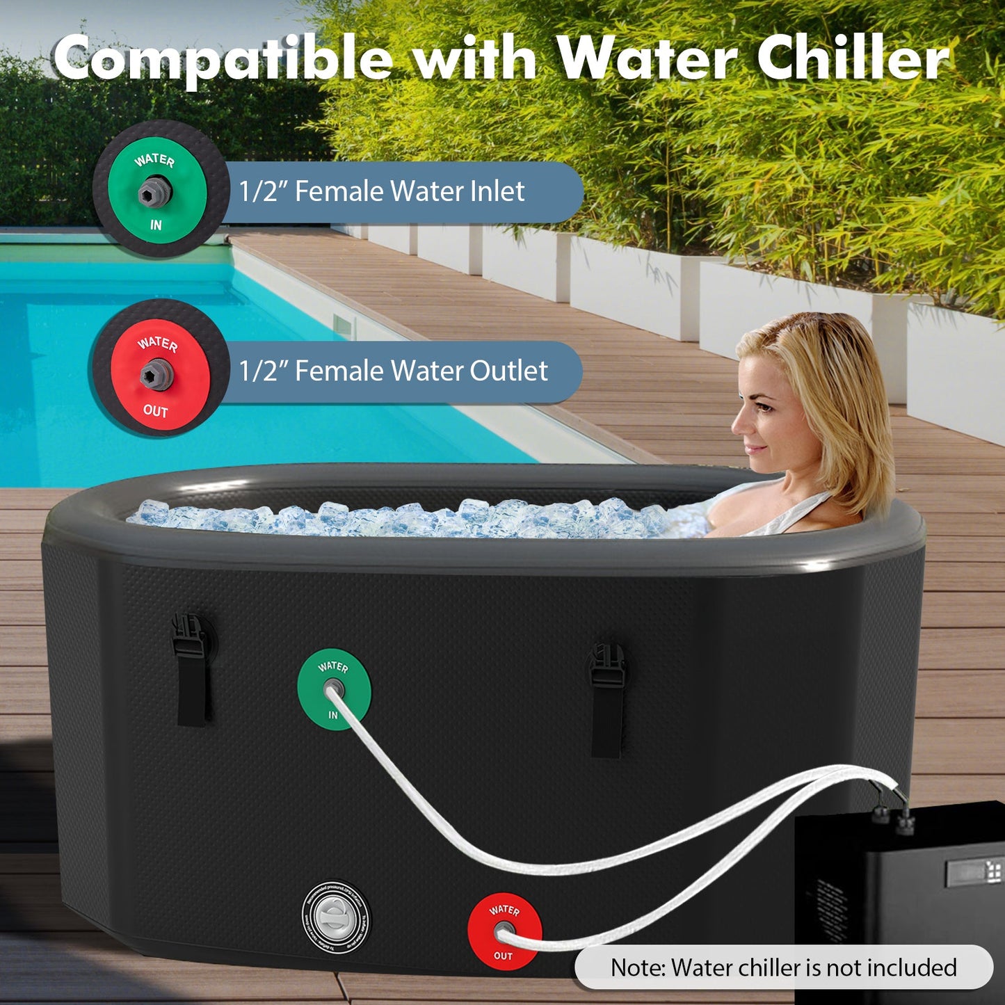 129 Gal Oval Ice Bath Tub - Black
