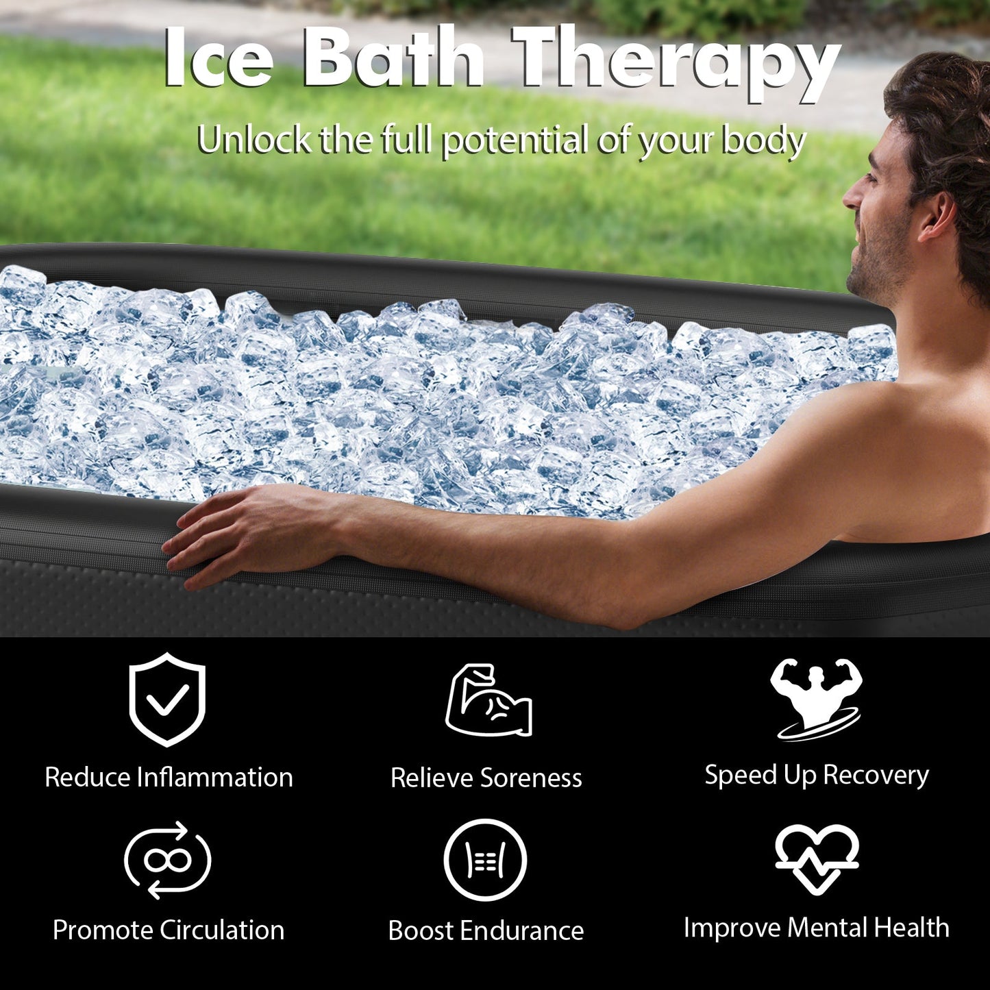 129 Gal Oval Ice Bath Tub - Black