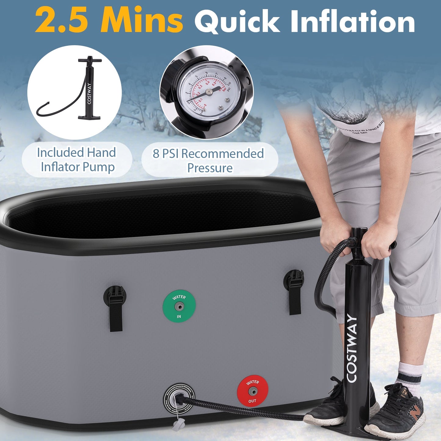 129 Gal Oval Ice Bath Tub - Gray